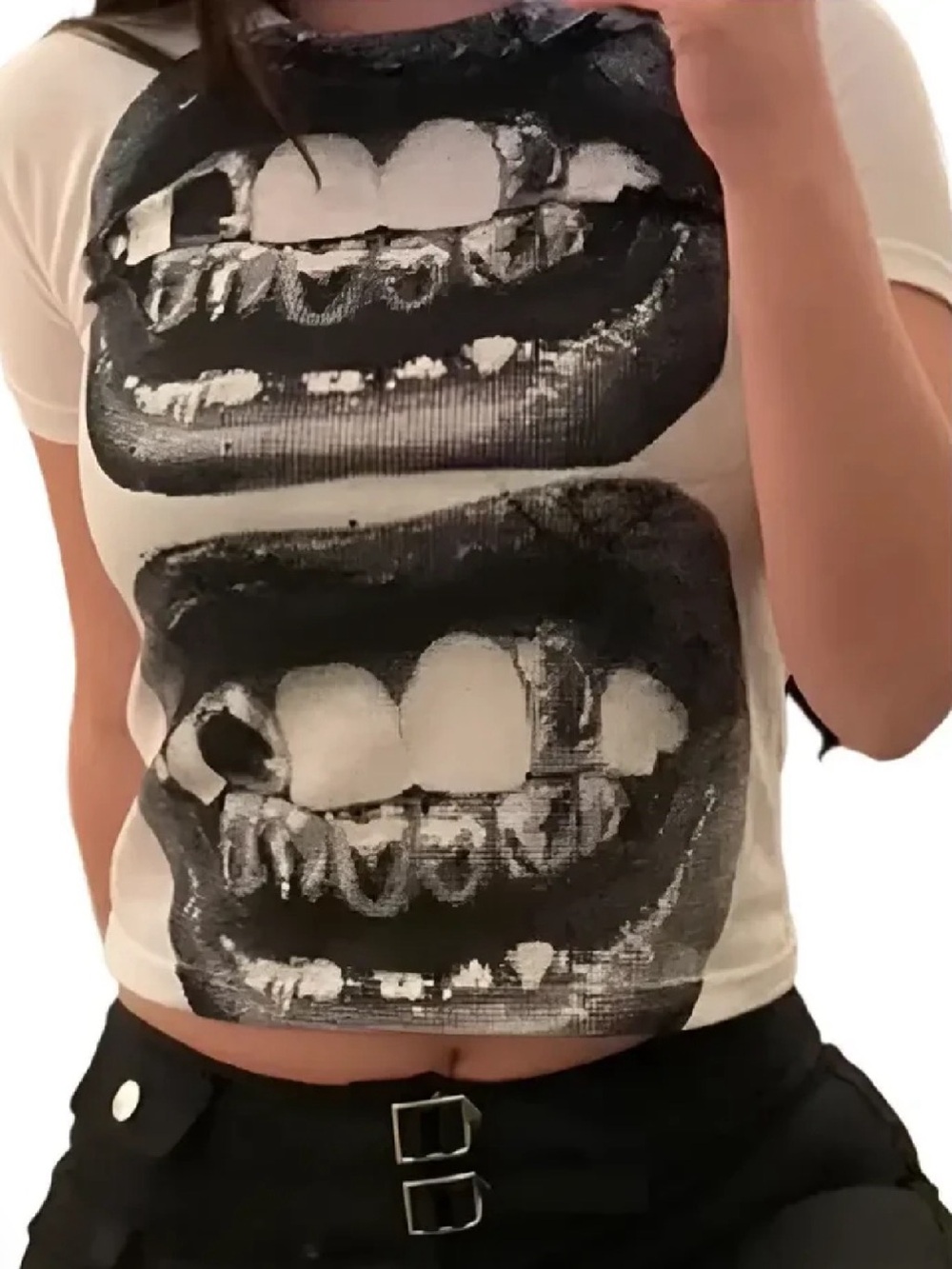 My Grillz Tee - Women’s Black/White, Graphic Short Sleeve Tee. Size Large